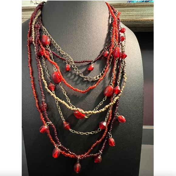 Handcrafted Multi-Strand Necklace & Bracelet Set; Made of Natural Materials - Picture 2 of 6